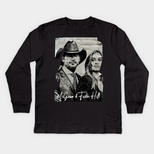 Tim McGraw & Faith Hill 80s Vintage Old Poster Kids Long Sleeve T-Shirt